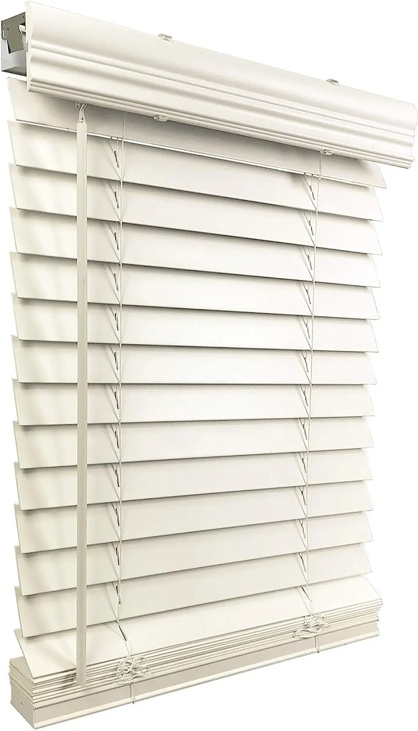 

2" Faux Wood 37.5" W x 60" H, Inside Mount Cordless Window Blinds, Smooth White,CLF0103740600