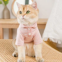 new spring and summer thin breathable striped shirt puppy dog two legged cat t shirt pet clothes vest