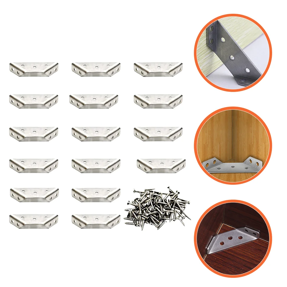

16 Sets Stainless Steel Triangle Corner Brace Corner Brackets Multifunction Angle Brackets