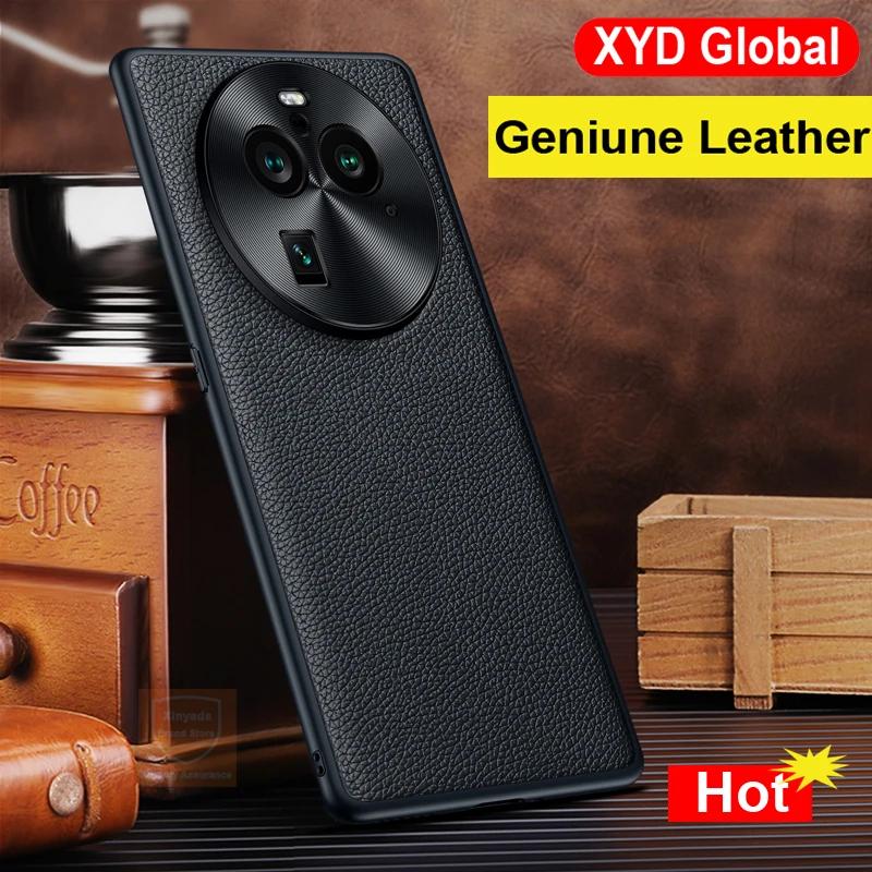 

Geniune Leather Phone Case For Oppo Find X6 Pro Cowhide Bumper Cover For Oppo Find X6 Pro Case Coque