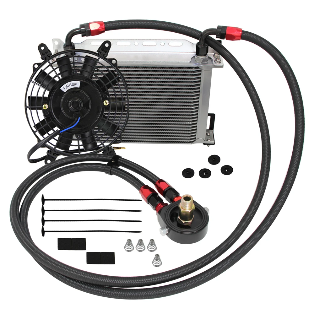 Универсальный 8-дюймовый 25-рядный масляный радиатор + сэндвич-адаптер масляного