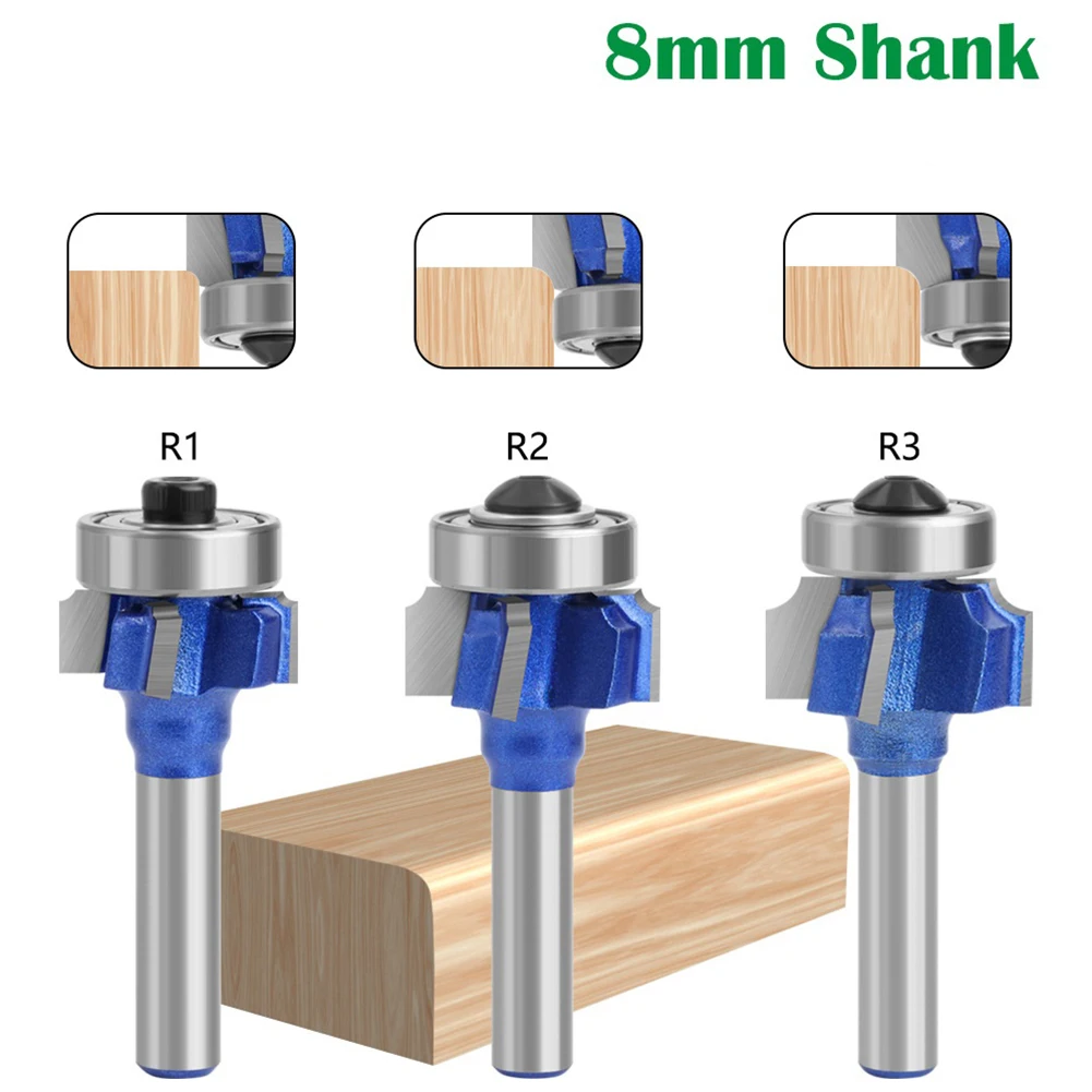

6mm/8mm Shank Corner Round Router Bit Cemented Carbide R1 R2 R3 Trim Edging Woodworking Mill Cutter Bit For Wood