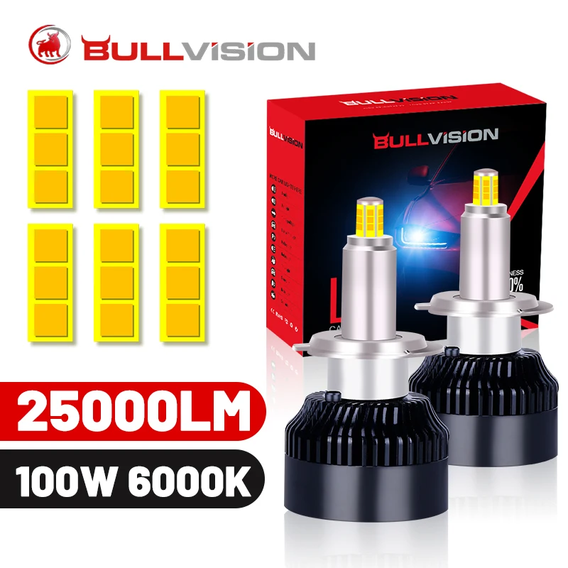

2pcs H7 Led 360 H1 25000LM HB3 HB4 9012 HIR2 H11 H8 9006 9005 Car Headlight Bulbs Fog Lamp for Auto 6500K 12V 3D Chips Car Light