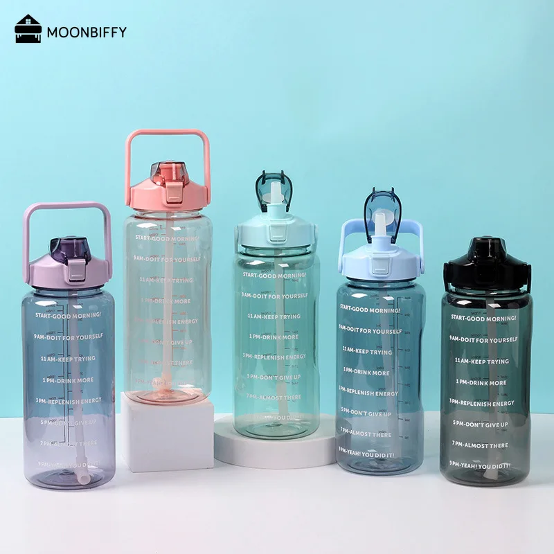 2000 мл Большая вместительная чашка для воды короткая спортивная бутылка с