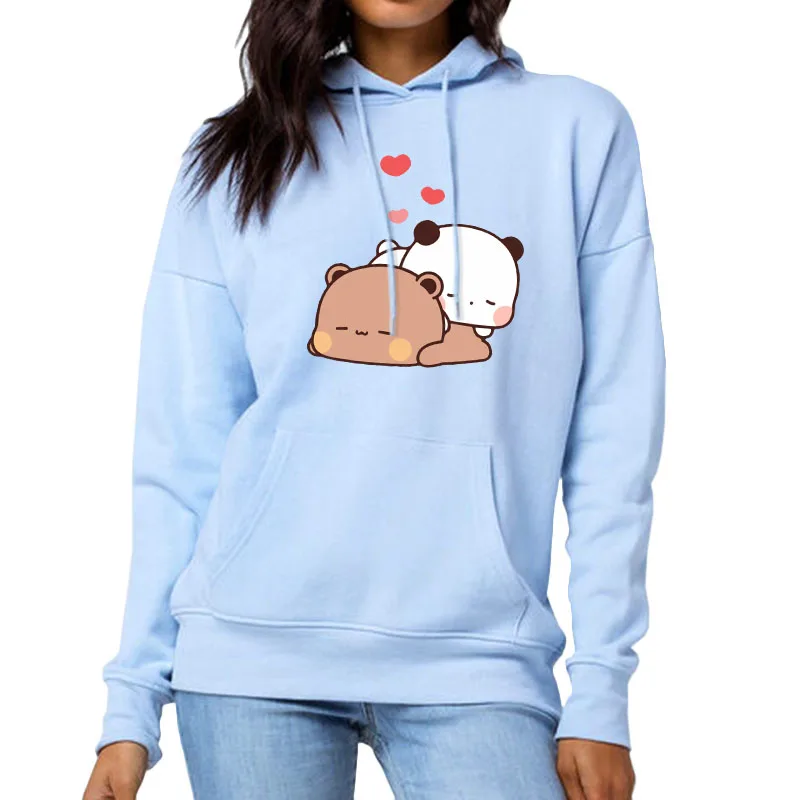 Panda Bear Bubu Dudu Cartoon Hoodie Sleep Cute Printed Clothes for Teens Loose Sweatshirt Spring Pullovers Pocket Female Casual
