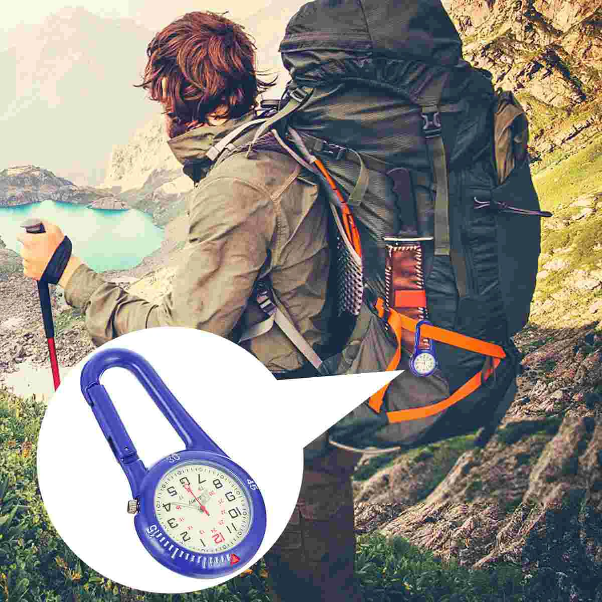 

Watch Carabiner Watches Clip Service Men Belt Quartz Hook Outdoor Digital Nurse Pocket Women Compass Silver Fob