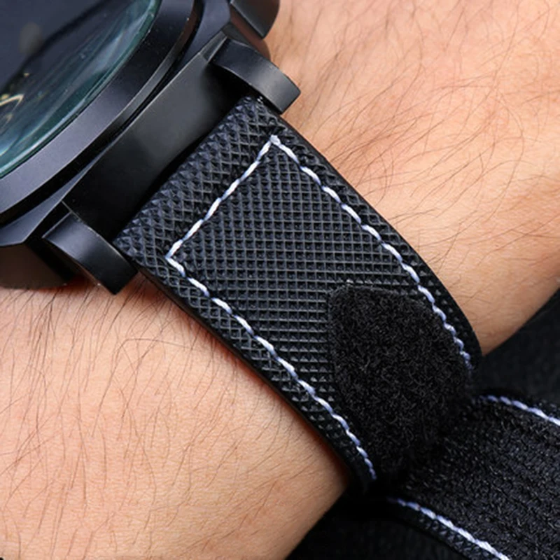 PAM01118 PAM01119 Nylon Watch Band For Panerai Canvas Leather Watch Strap Waterproof  Wrist Band Men Accessories 24mm