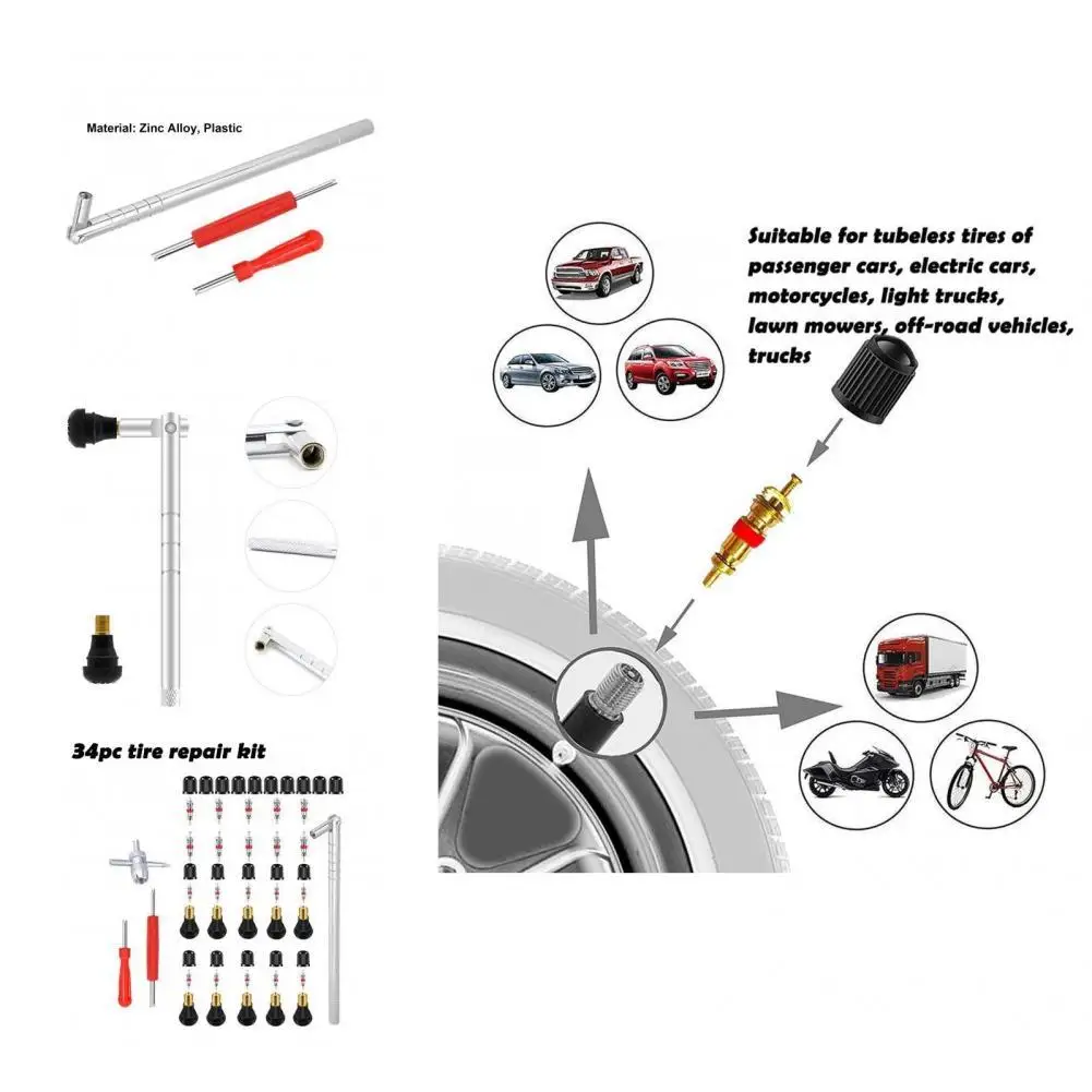 

34Pcs/Set Stem Puller High Quality Universal Tyre Valve Stem Puller Tool Anti-rust Easy to Use Tire Valve Puller