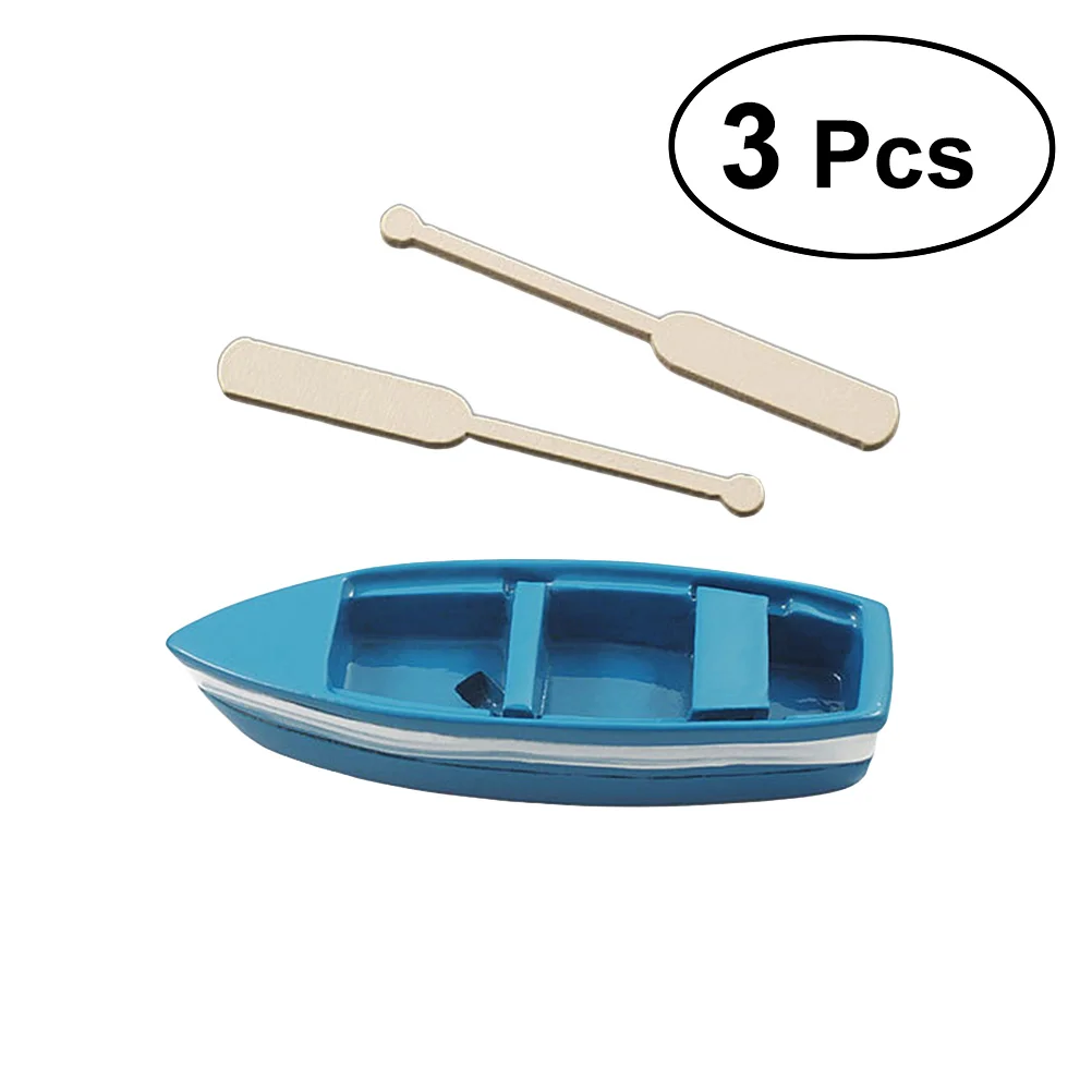 

3Pcs Resin Ornaments Decorative Creative Boat Ornaments Miniature Landscape Creative Garden