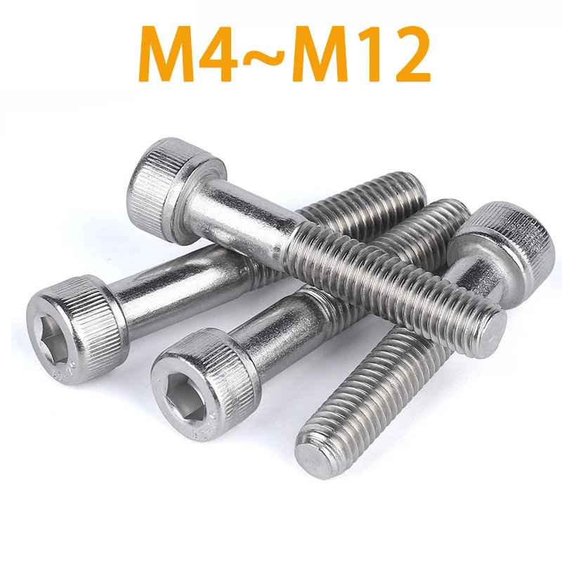 

1-10Pcs M4-M12 DIN912 Hex Socket Head Cap Screws Partially Threaded 304 Stainless Steel Half Thread Hexagon Screw