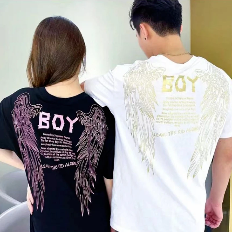

Boy London Summer New Wing Print Loose Breathable Simple Couple Short-sleeved Student Wild Round Neck Casual Sports Top