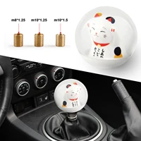lucky cat gear shift knob with m8 m10 m12 adapter acrylic crystal ball stick shift heads replacement shifter