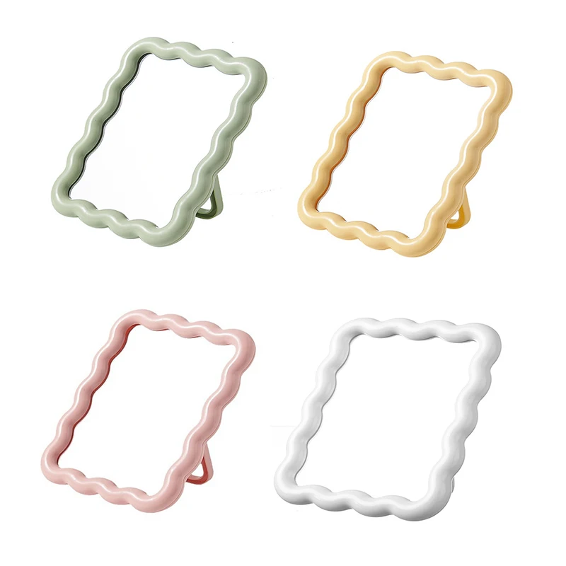 Гофрированное настольное зеркало для макияжа сплошной цвет простое портативное