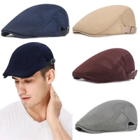 men summer adjustable newsboy style peaked cap golf hat breathable beret hat