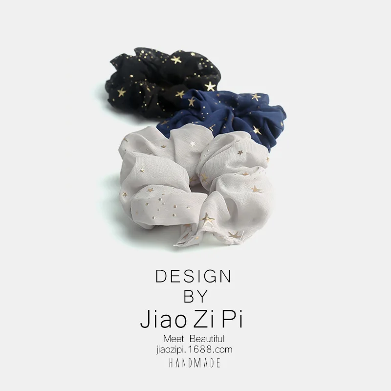 

Starry Hair Circle Temperament Headdress Simple Net Red Ins Headband French Large Intestine Circle Tie Hair Rubber Band