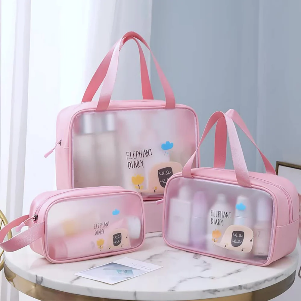 

Transparent Travel Storage Toiletry Organize Waterproof PVC Cosmetic Portable Bag Zipper Make Up Case Female Wash Kit