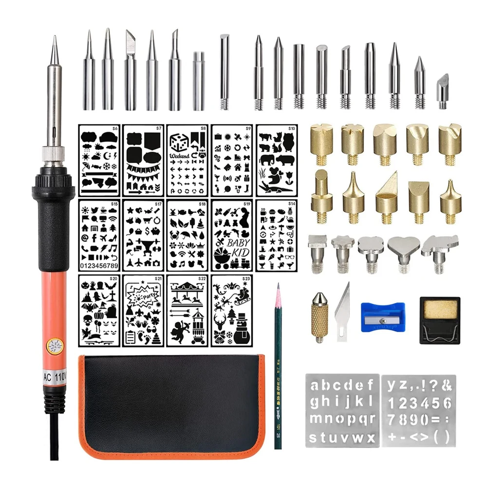 

Wood Burning Kit Woodburning Tool with Soldering Iron Adjustable Temperature Burner Tools Set for Embossing Carving Craft DIY