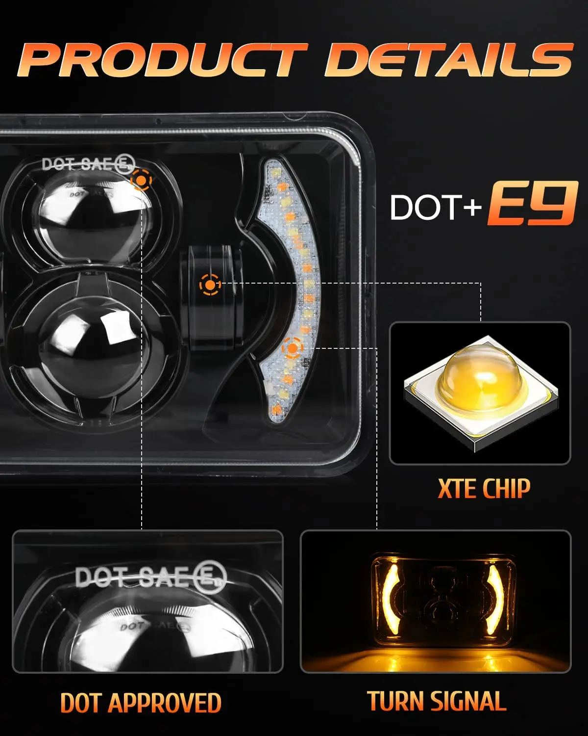 80 Вт Высокоинтенсивные Фары В Сборе 4x6 Дюймов Двухлучевые Лампы H4 Для