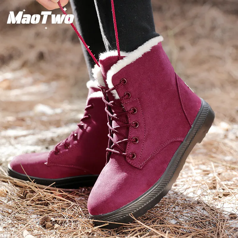 

2022 new Winter Fashion soft downy Cotton Shoes Non-slip super Warm women's boots Lace-up Waterproof Snow Boots men's boots