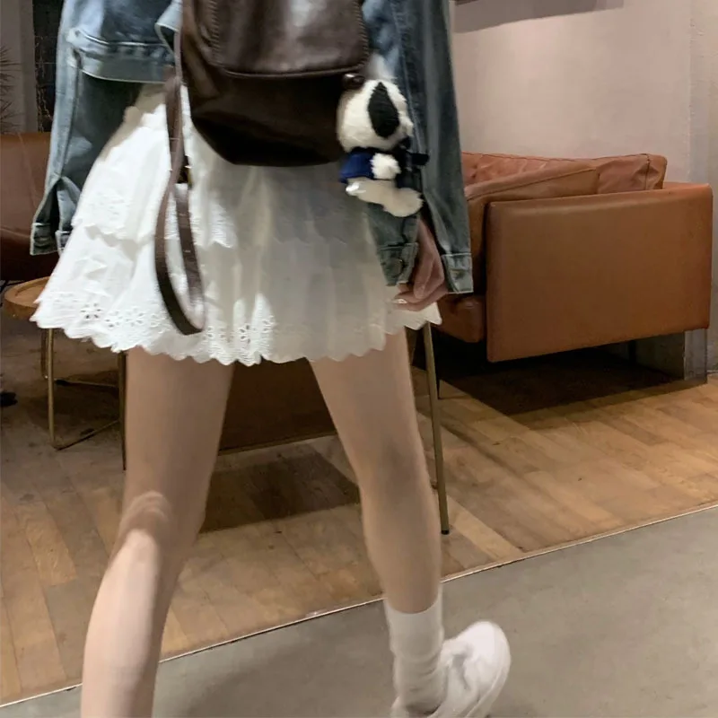 

New Lace Embroidered Women's Spring And Summer A- Shaped Cake Skirt Flesh-covering Half-length Tutu