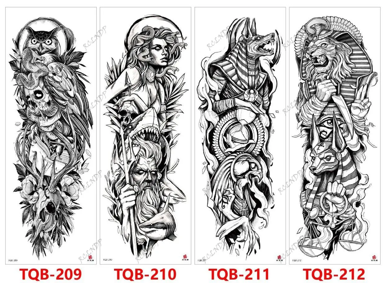 

Waterproof Temporary Tattoo Sticker TQB Series Full Arm Owl Skull Bird NO.201-240 Fake Tatto Flash Tatoo for Men Women