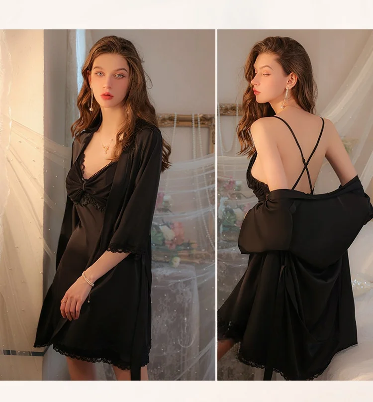 j satynowa koszula nocna Babydoll z siateczkowym brzegiem i fiszbinami