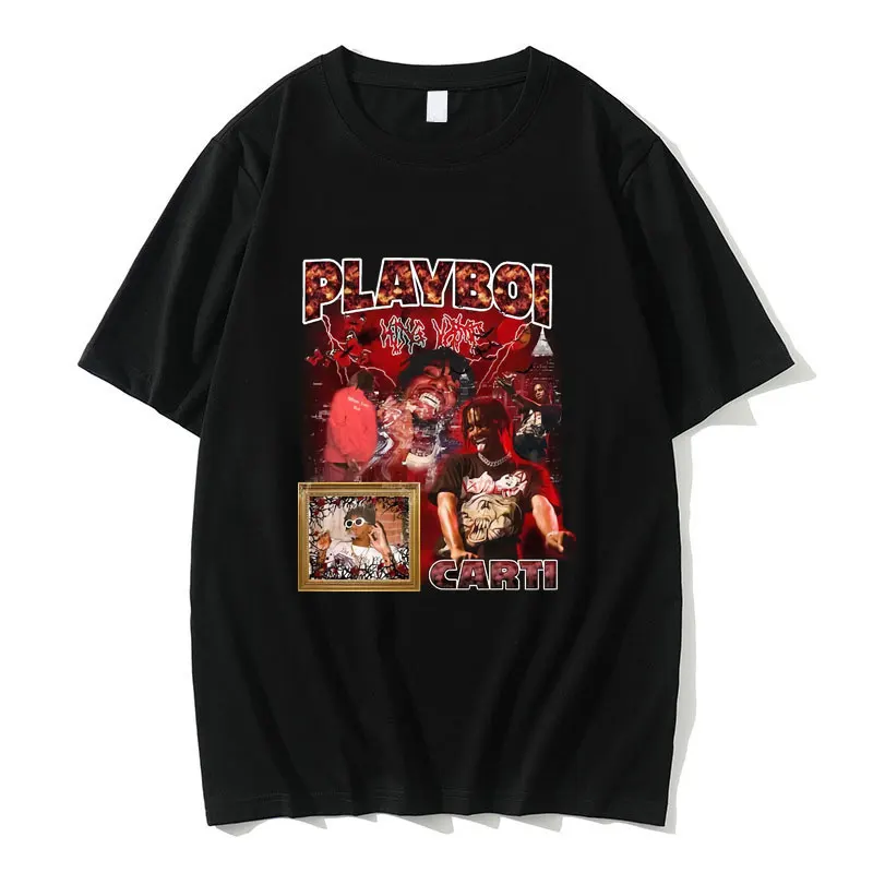 

Футболка Playboi Carti с графическим принтом музыкального альбома, тенниска в стиле панк, хлопковая майка в стиле хип-хоп для мужчин и женщин, улич...