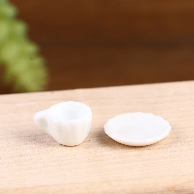 

1Set 1:12 Dollhouse Miniature Pocket Ceramic Pure White Cup Saucer Model DIY Kitchen Dollhouse Furniture Toys For Children