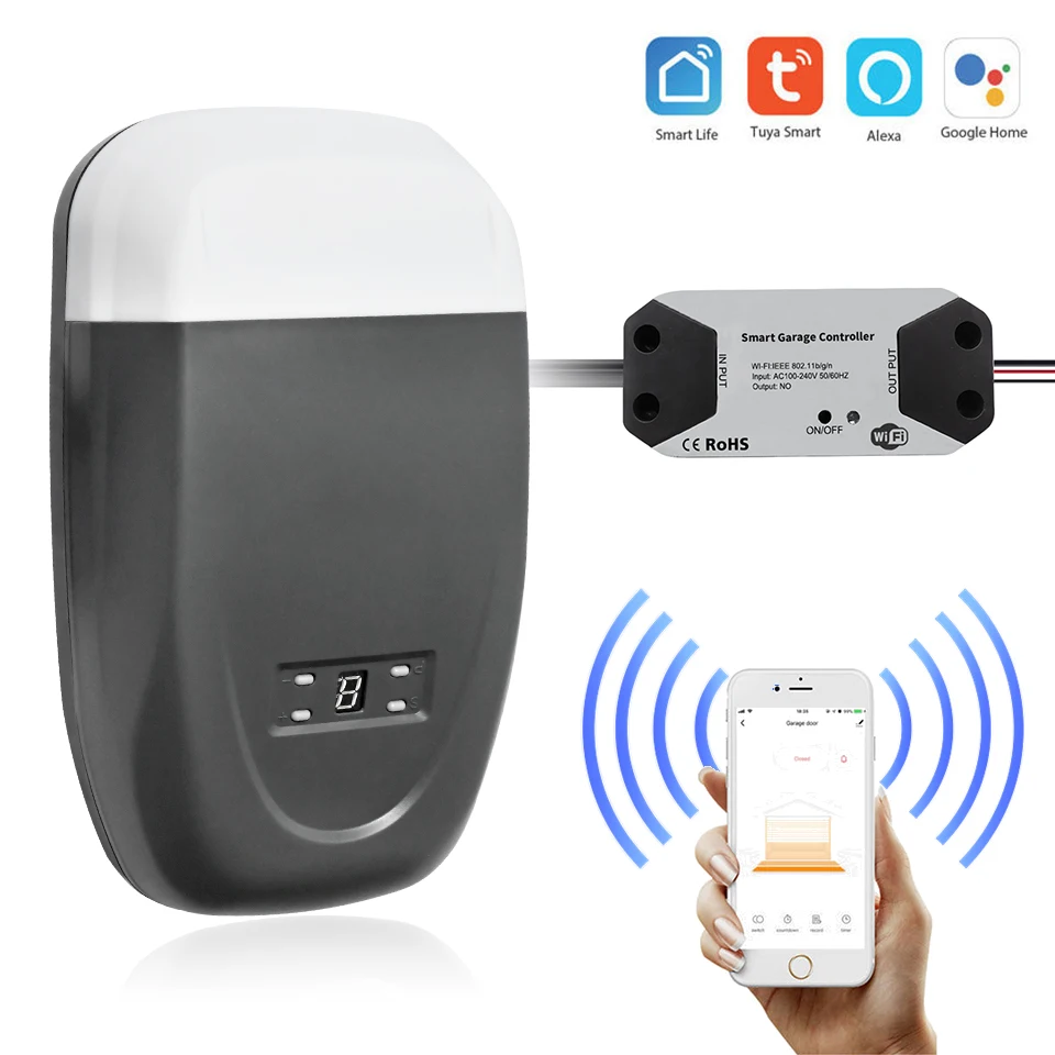 

FORESEE 330M/G Tuya WiFi Universal Intelligent Garage Door Opener Remote Monitoring Alexa Google Homepage Voice Control