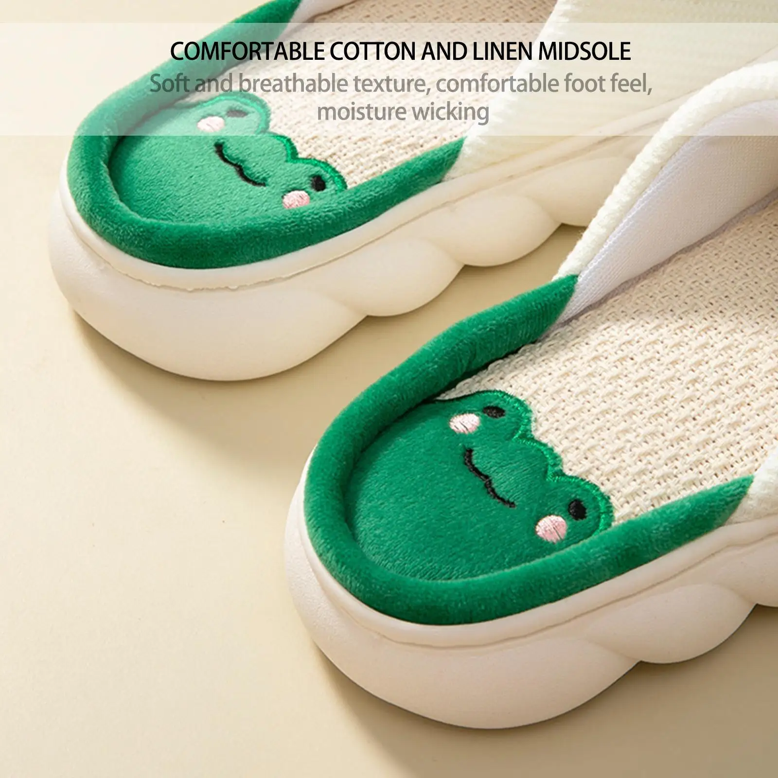 Женские льняные тапочки с принтом в ассортименте