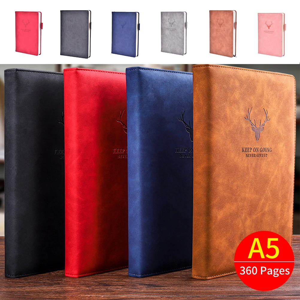 

360 Pages A5 Notebook PU Leather Cover Traveler Journal Notebook Lined Paper Diary Study Stationery Gifts School Supplies