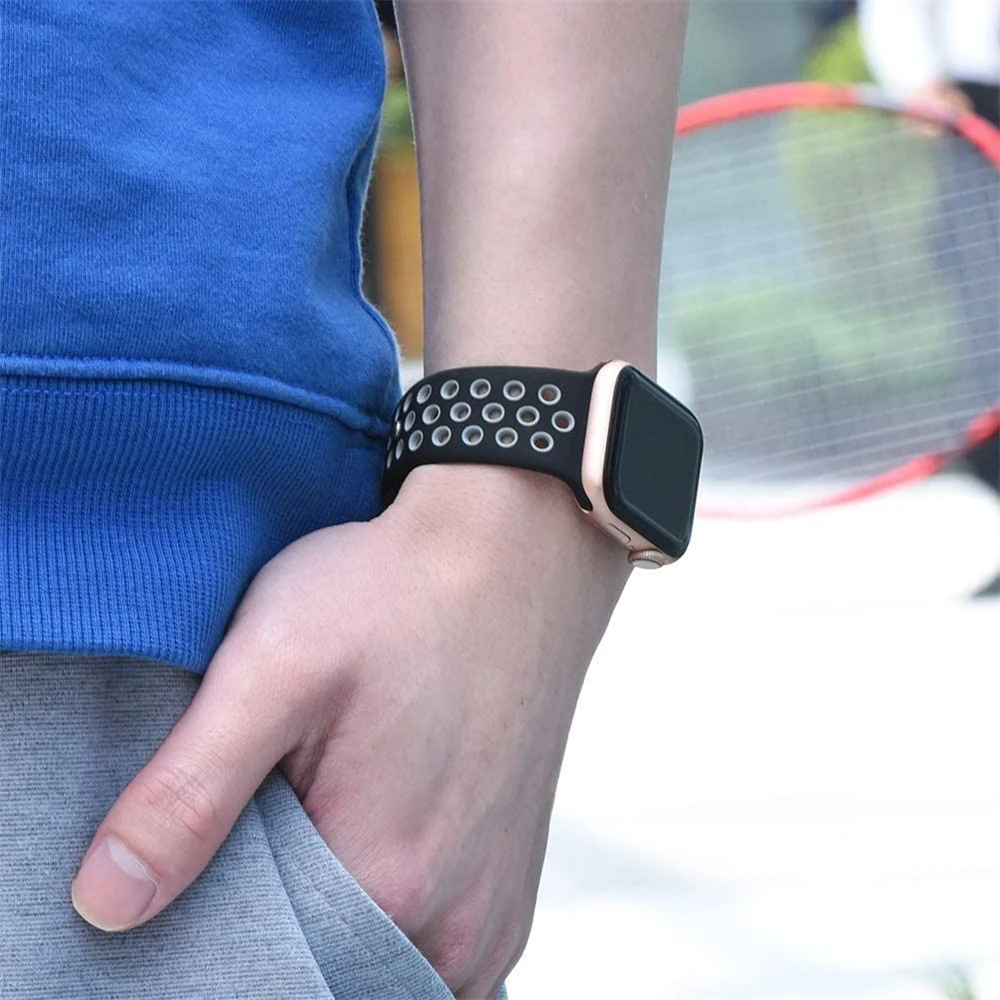 Solo Loop Strap for Apple Watch Band 44mm 40mm 38mm 42mm Ultra 49mm Breathable Elastic Silicone bracelet iWatch Series 8 7 SE 3