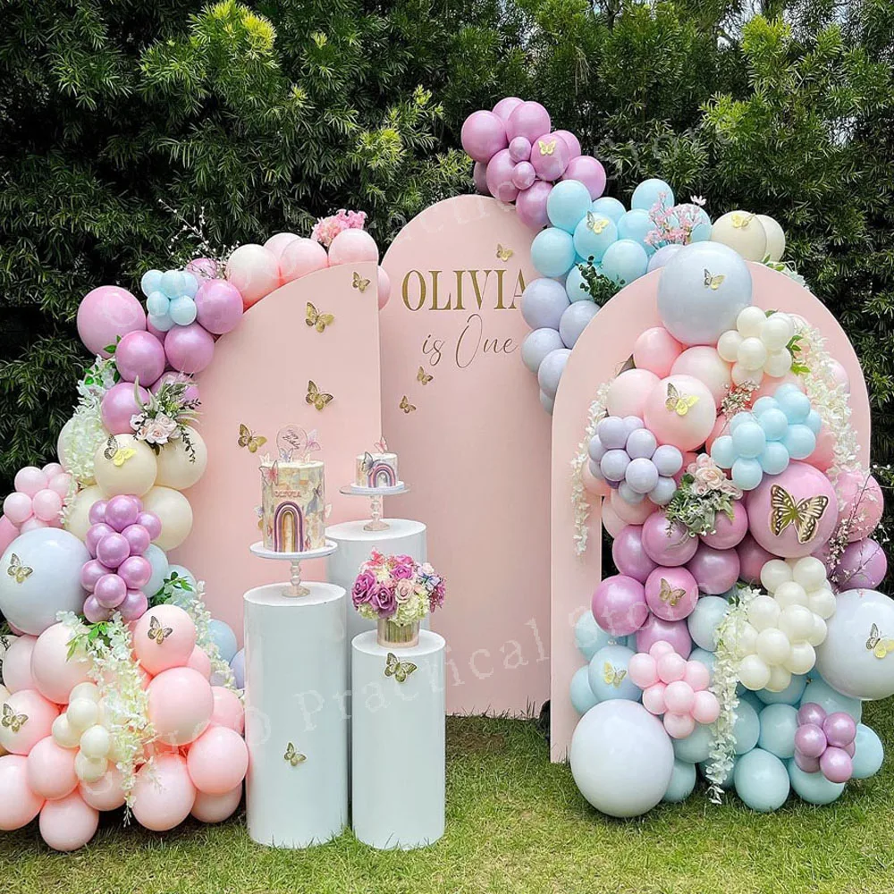 Воздушные шары Macalon гирлянда арочный комплект наклейки с бабочками розовые