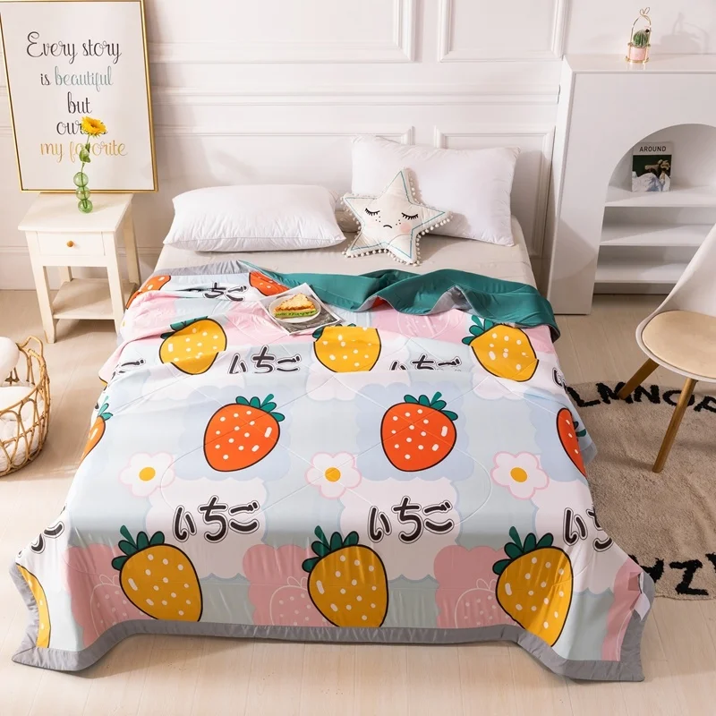 

New Kuup Cartoon Summer Cool Quilt Luxurious Modern Air Condition Latex Filling Blanket Kids Adult Comfortable Comforter