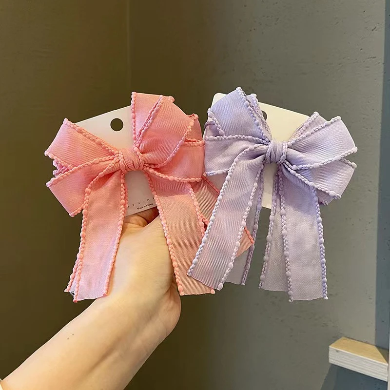 

8Pcs/Lot Gauze Big Barrette Bow Baby Top Clip Kid Streamer Hairpin Children Little Fairy Colored Hairgrip Girls Hair Accessories