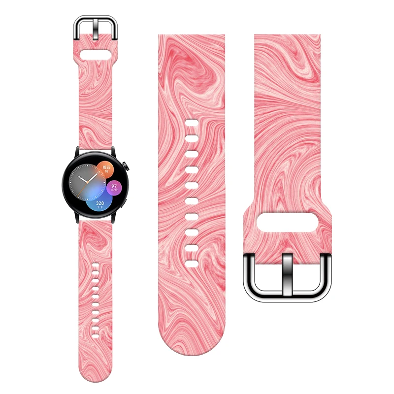

20mm Color Printed Strap for Samsung Galaxy Watch 4 40mm 44mm Silicone Band 5Pro 45mm Soft Watchband Replaceable Bracelet