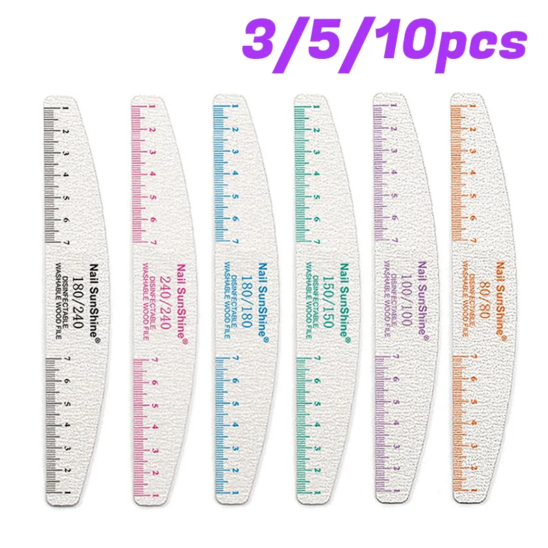 

3/5/10 pcs/lot Professional Wooden Scaled Nail Files 100/180 Grit Thick Sandpaper Sanding Buffer Files Beauty Tools DIY Salon