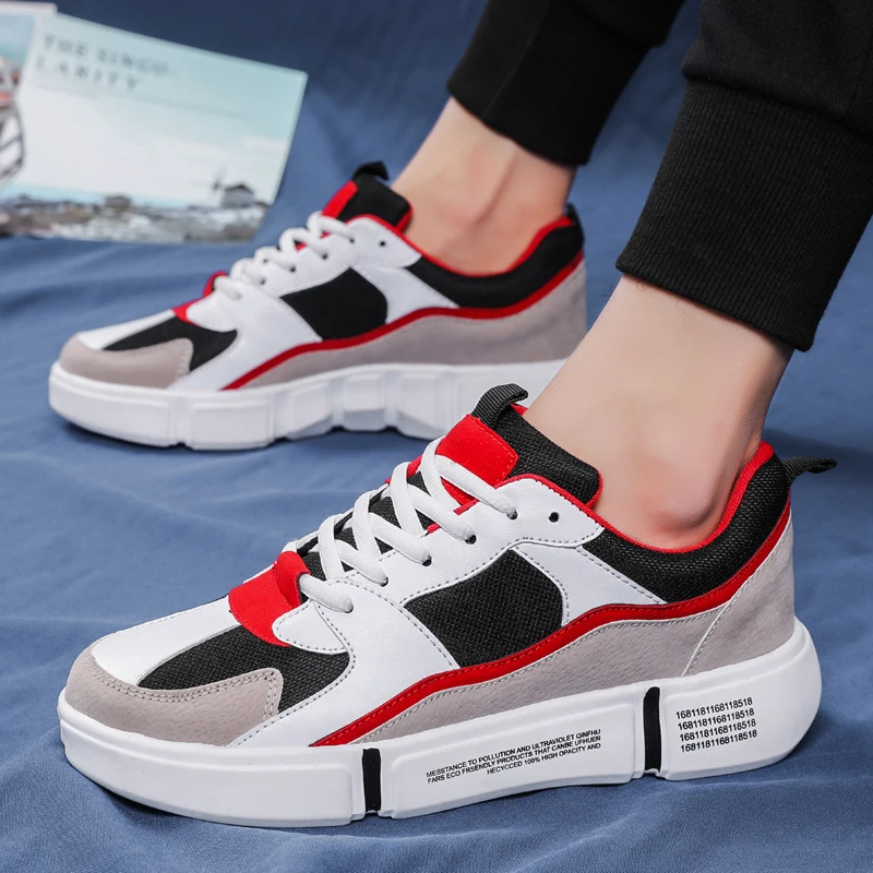 

Korean Summer Platform Men Casual Board Shoes Students Mesh Tennis Sport Sneakers Plus Size 45 46 Height Increasing