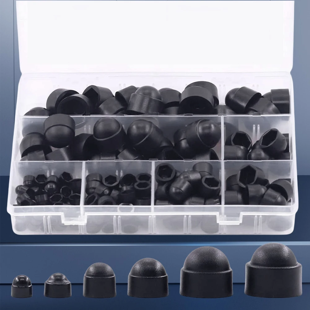 145 Шт. Набор Крышек Для Болтов С Шестигранной Гайкой Черно-белые Купольные