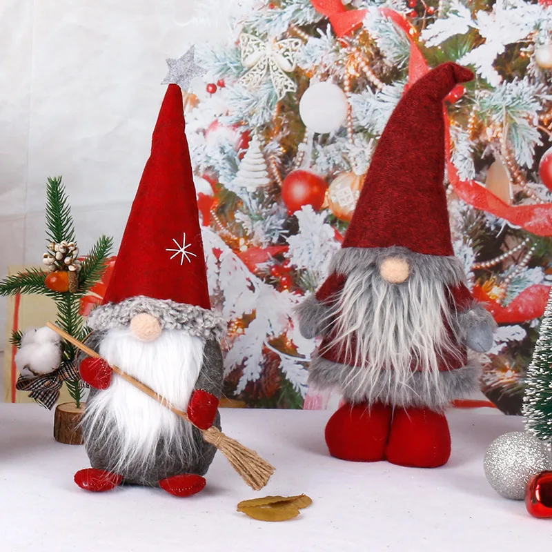 

2022 Christmas Faceless Doll Christmas Decorative Gift Creative Standing Rudolph Santa Claus Doll Broom Dwarf Doll Birthday Gift