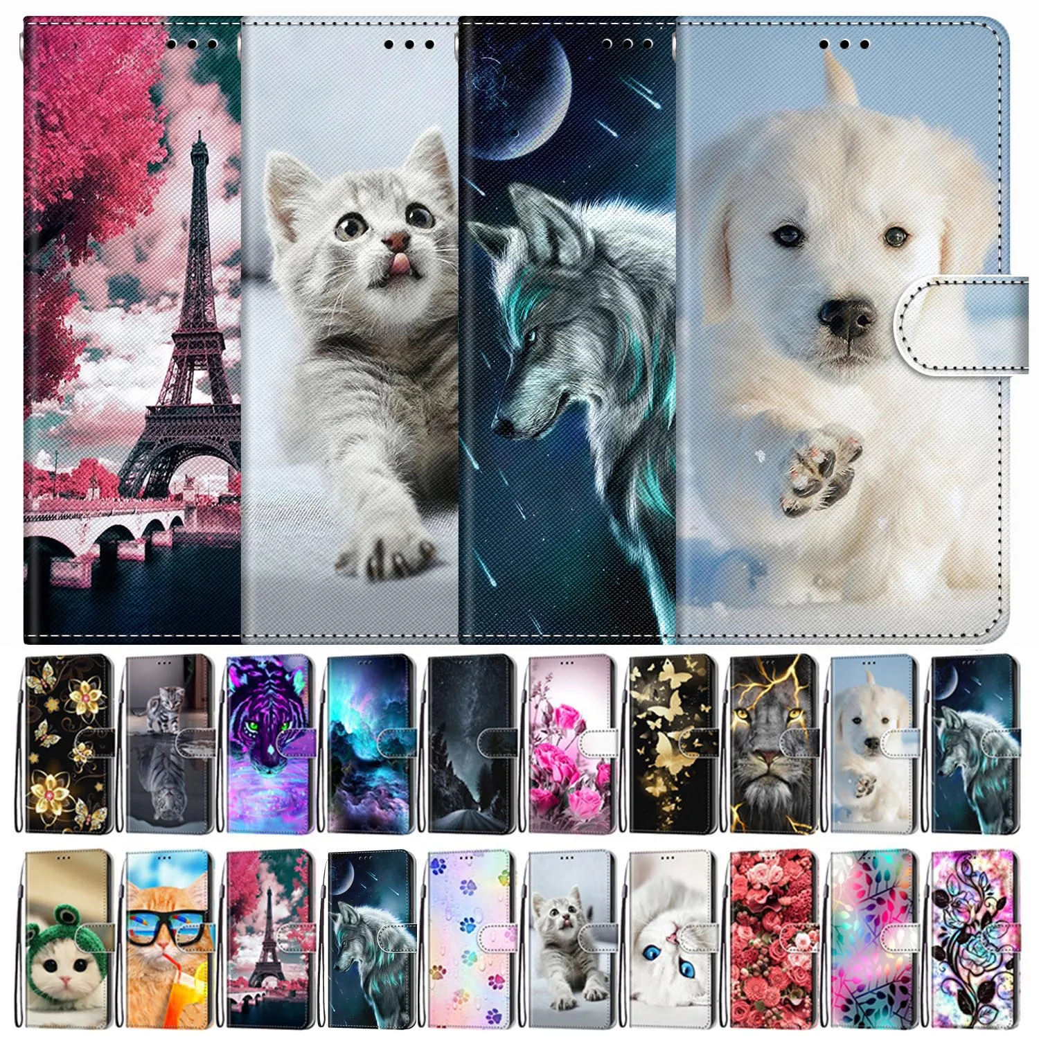 

Colorful Lion Flower Painted Wallet Flip Phone Book Cover For Oppo A57 A77 5G 2022 Realme Q5i V23 Narzo 50 5G Case Book Cover