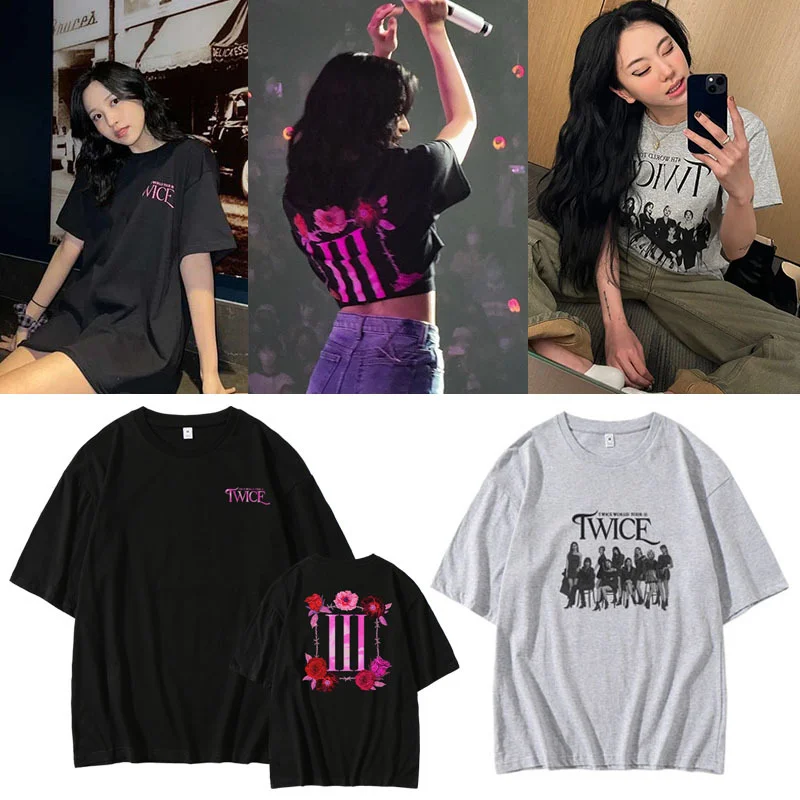 

Корейская модная футболка, K POP K-POP, двойной 4-й мир, тур Ⅲ, футболка для женщин и мужчин, милые топы, одежда KPOP