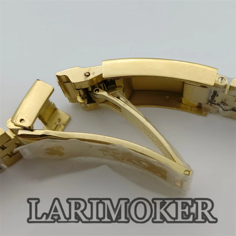 MOKER 904L Jubilee Middle Gold Two Tone Wrist Watch Strap Bracelet Solid Screw Links Curved End 20mm Band Accessory