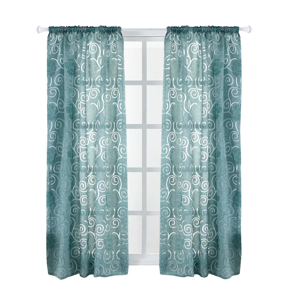 

Polyester Floral Pattern Window Curtain Shade Blackout Bedroom Living Room (Green)