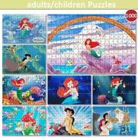 disney mermaid princess 1000 pieces children educational puzzle toy adult games cartoon poster holiday gifts wooden puzzle print