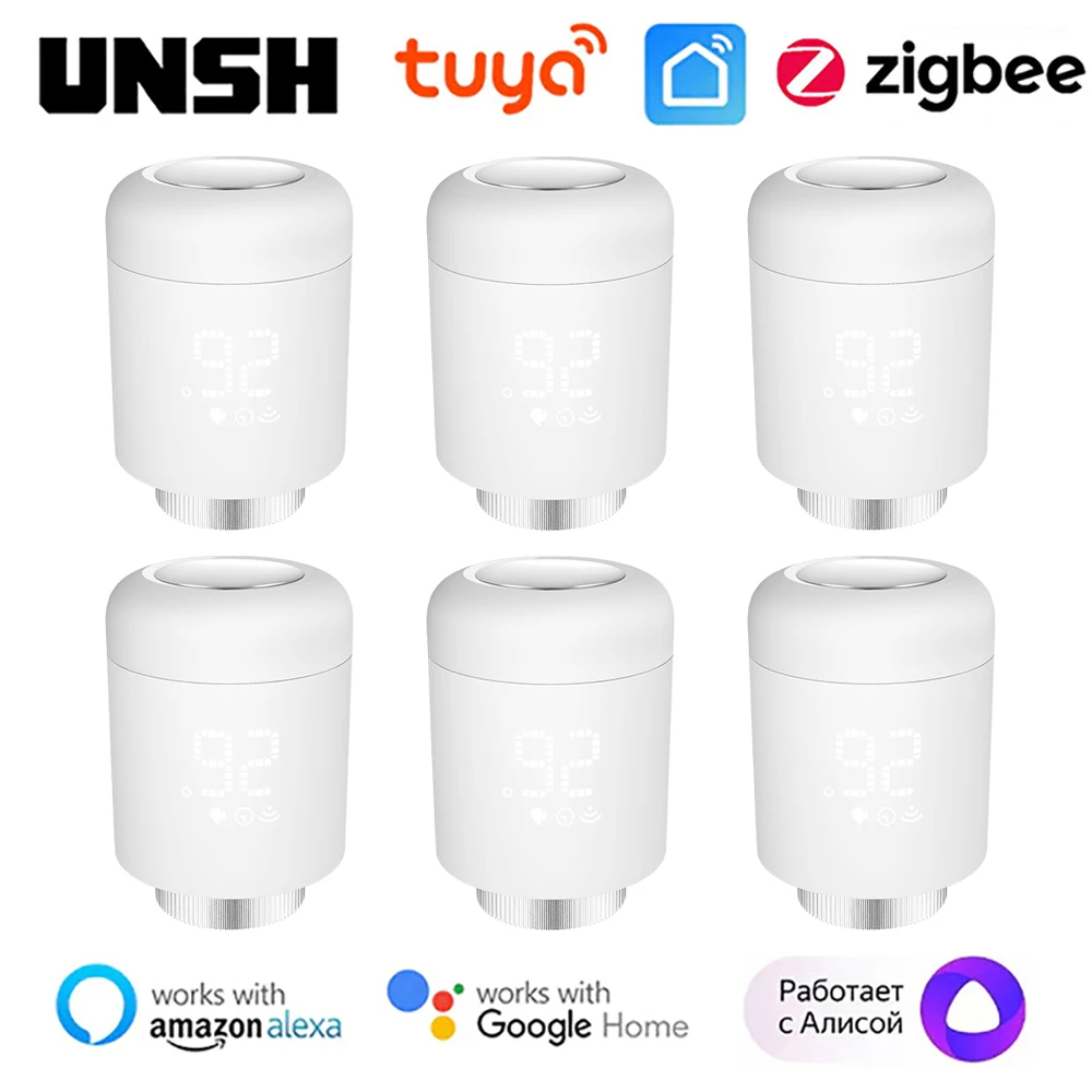 

Термостат Tuya ZigBee с приводом радиатора, умный термостатический клапан, контроллер температуры с поддержкой Alice, Alexa, Google Home