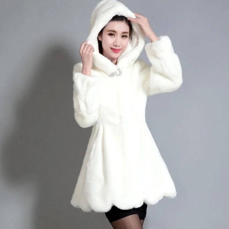 

Black/White Mink Fur Jacket Women Long Hoodies Fur Coat Oversized Female Casual Faux Rabbit Fur Jackets Winter Autumn Overcoats