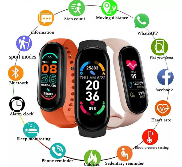 

For Apple Huawei Xiaomi M6 Fitness Tracker Watch Bluetooth Mileage Running Smart Bracelet Men's Women's Heart Rate Exercise Band