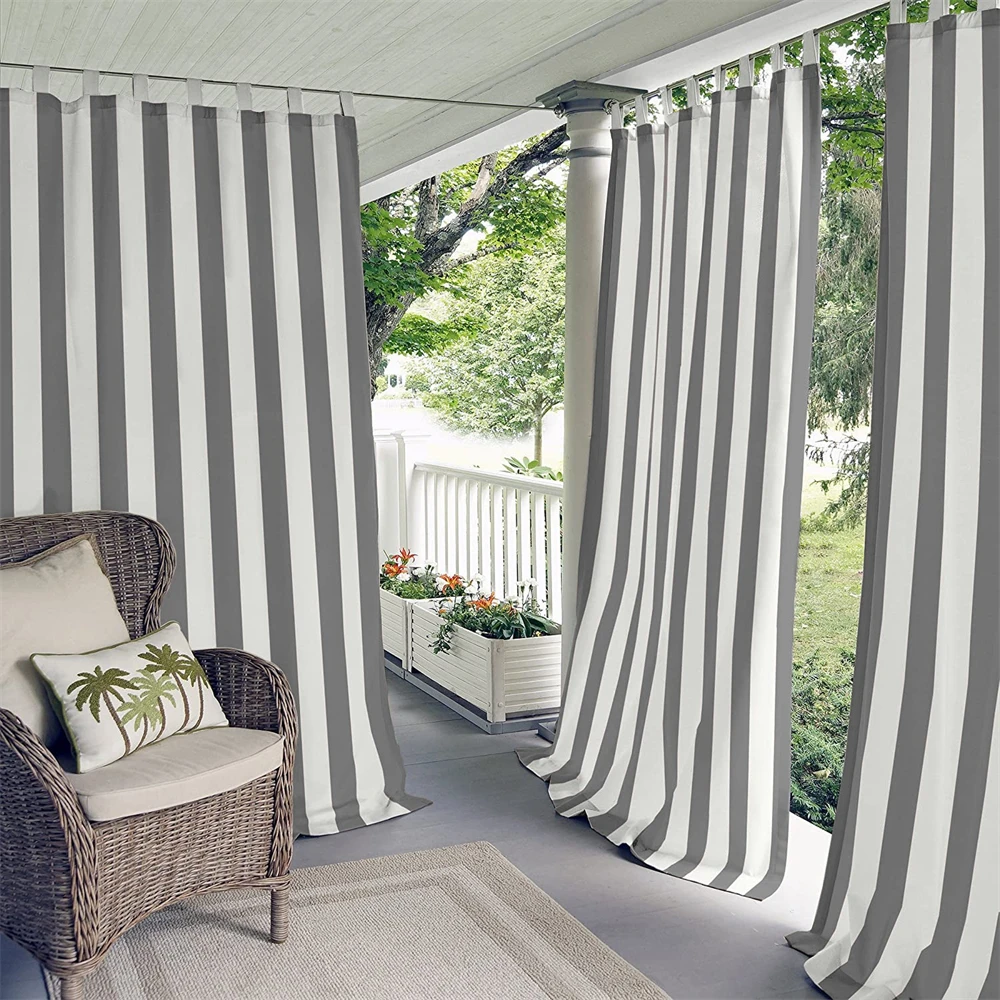 

NICETOWN полосатые липучки сверху водонепроницаемые шторы для использования на открытом воздухе для гаража раздвижная дверь для патио фойе Ар...