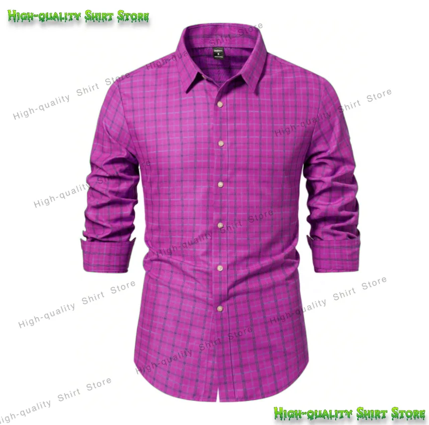 Мужская рубашка из бамбукового волокна и полиэстера с 3D клетчатым принтом